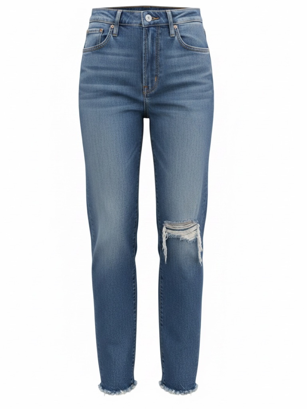 Free People We The Free Distressed Button Fly Raw Hem Cropped Jeans 29